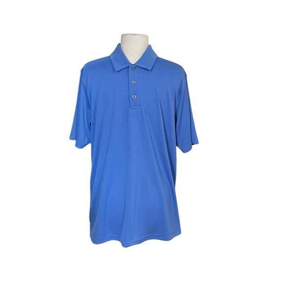 Bolle Polo Shirt Men’s Large Blue Geometric Brick Pattern Golf Performance Shirt - Picture 1 of 11